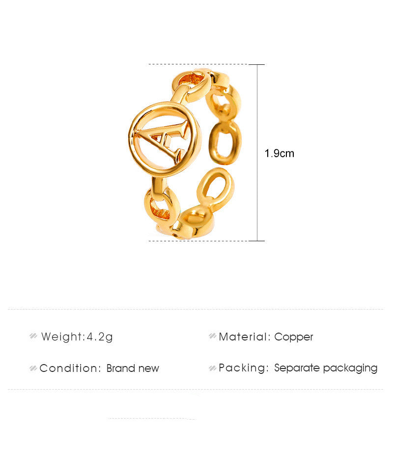 Modeschmuck Retro Hohl Metall Kupfer plattiert Geometrischer Ring