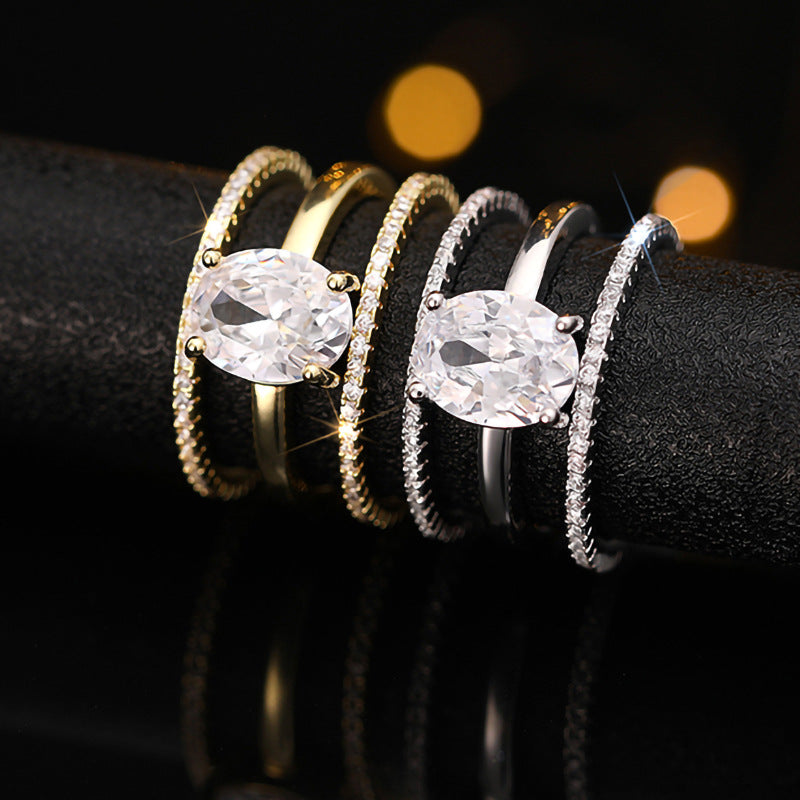 Vier-Krappen-Ring-Set, drei Ringe, oval, für Damen