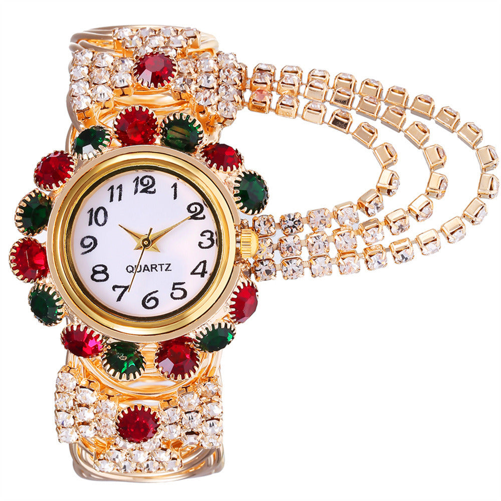Reloj de cuarzo de cadena con garra de diamante para mujer, versátil