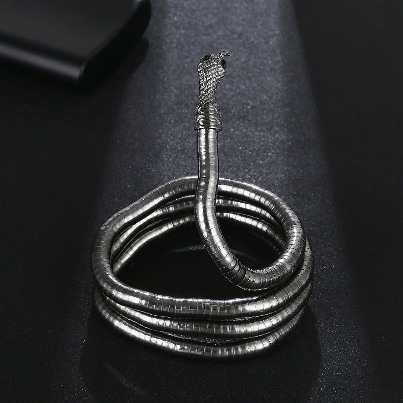 Cadena de hueso de serpiente, modelos para hombre y mujer, apertura oscura, Europa y Estados Unidos, estilo frío, forma aleatoria, collar con diseño de serpiente sinuosa.