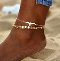 Tobillera de cuentas de cristal bohemio AY para mujer, pulsera con colgante de luna para la pierna, correa de tobillo, tobillera de verano para niña, joyería para el pie