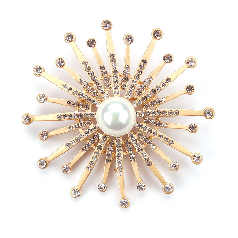 Rhinestone Pearl Brooch Pin