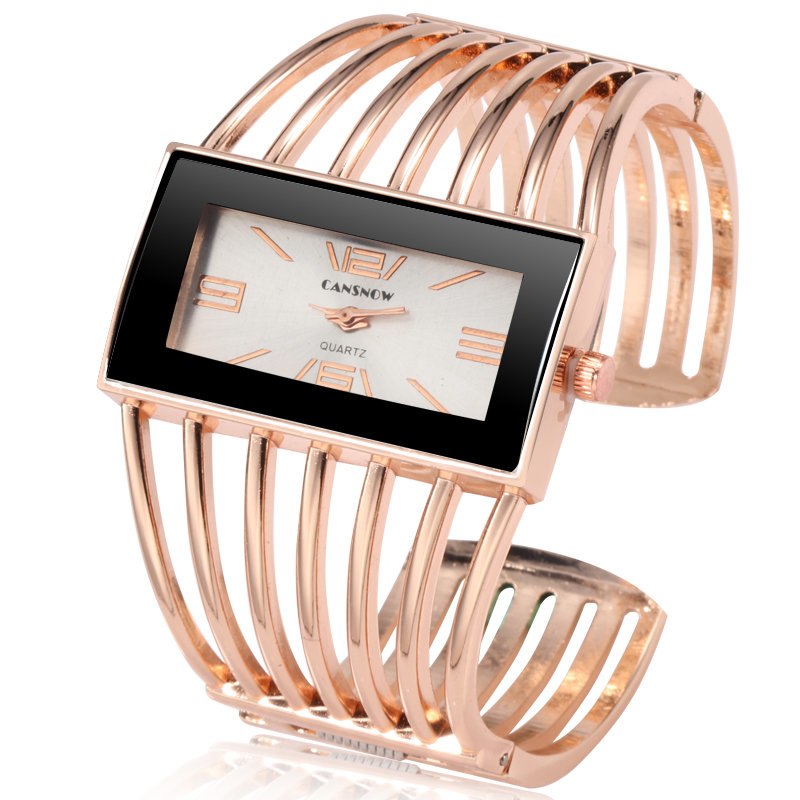 CANSNOW Reloj de mujer de lujo a la moda, pulsera de oro rosa, reloj de vestir para mujer, reloj de pulsera para niñas Saati, Relojes