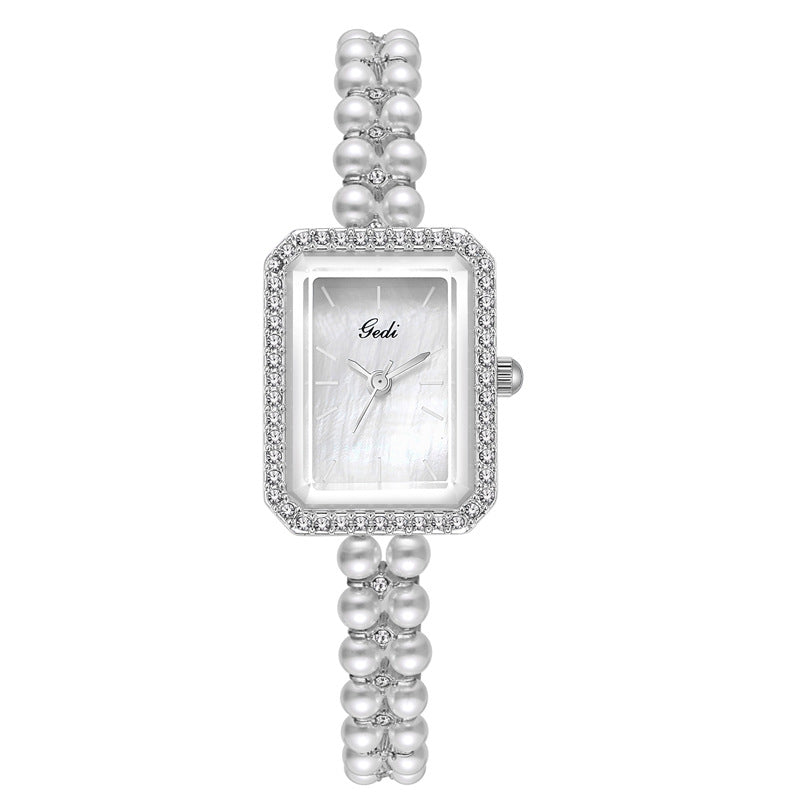 Reloj de Cuarzo Creativo con Perlas de Concha para Mujer