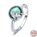 Meerjungfrau Ohrstecker Ring Kombination Damen Meerjungfrauenliebe S925 Sterling Silber Diamant Ohrring Set