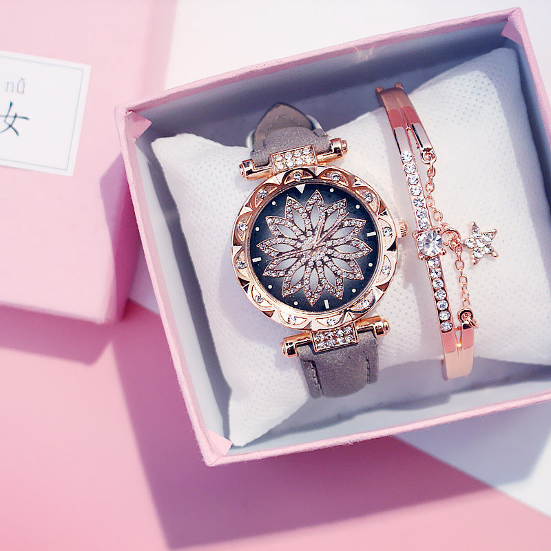 Reloj de cuarzo informal giratorio para mujer, estilo red