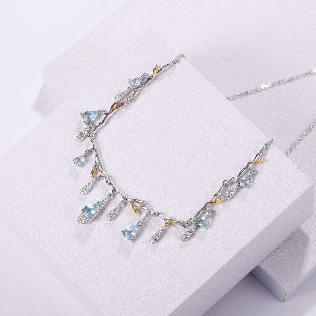 S925 Silber Natur Topas Halskette