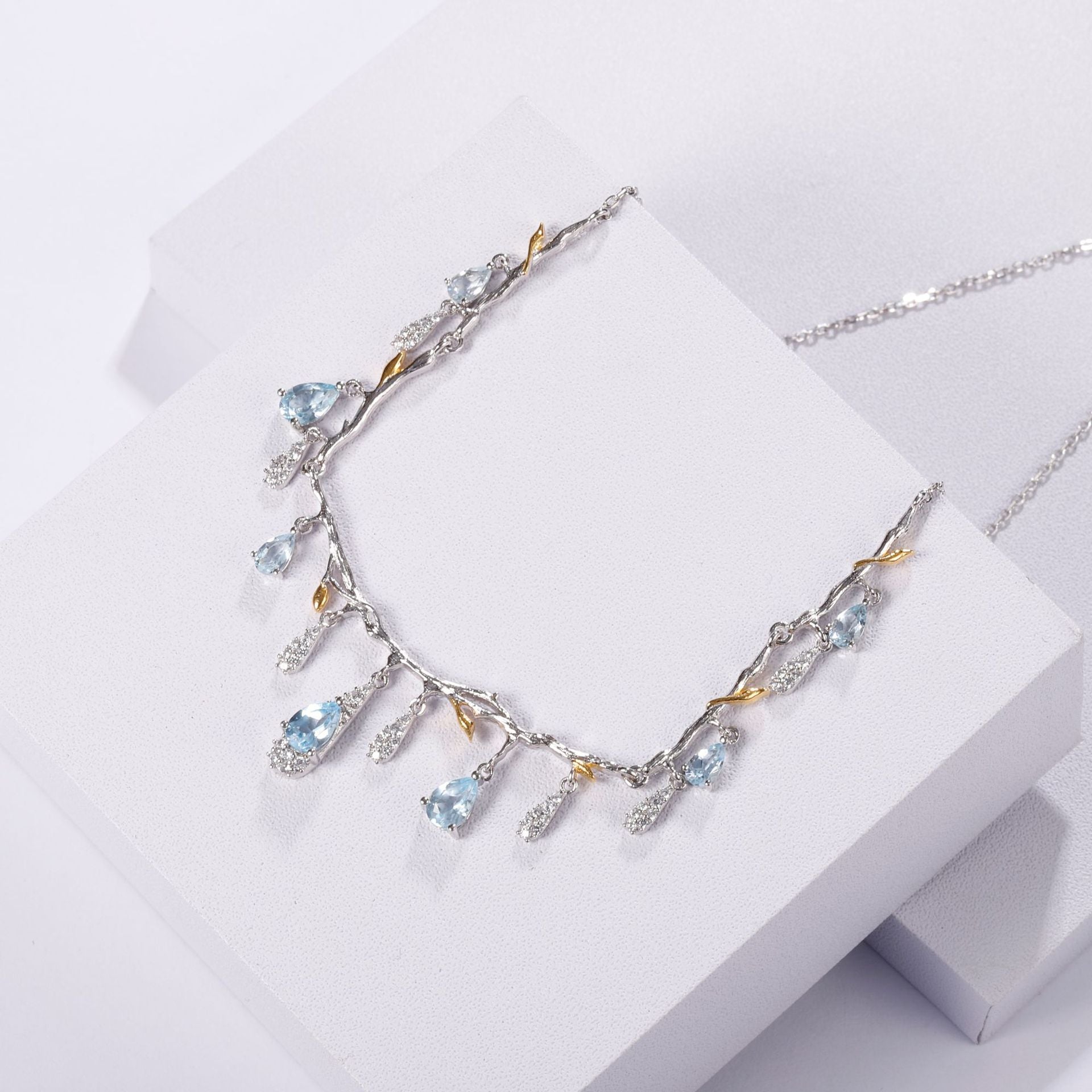 S925 Silber Natur Topas Halskette