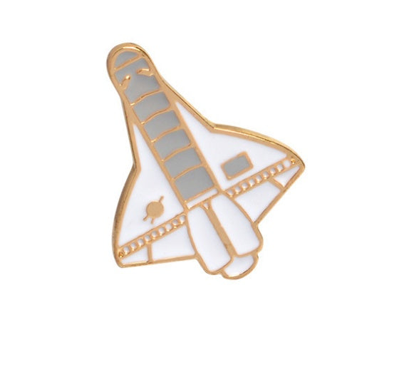 Broche de dibujos animados creativo de avión, astronauta, robot y planeta goteando
