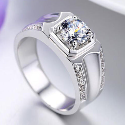 Anillo de pareja Anillo de diamantes Plata de ley chapada en oro