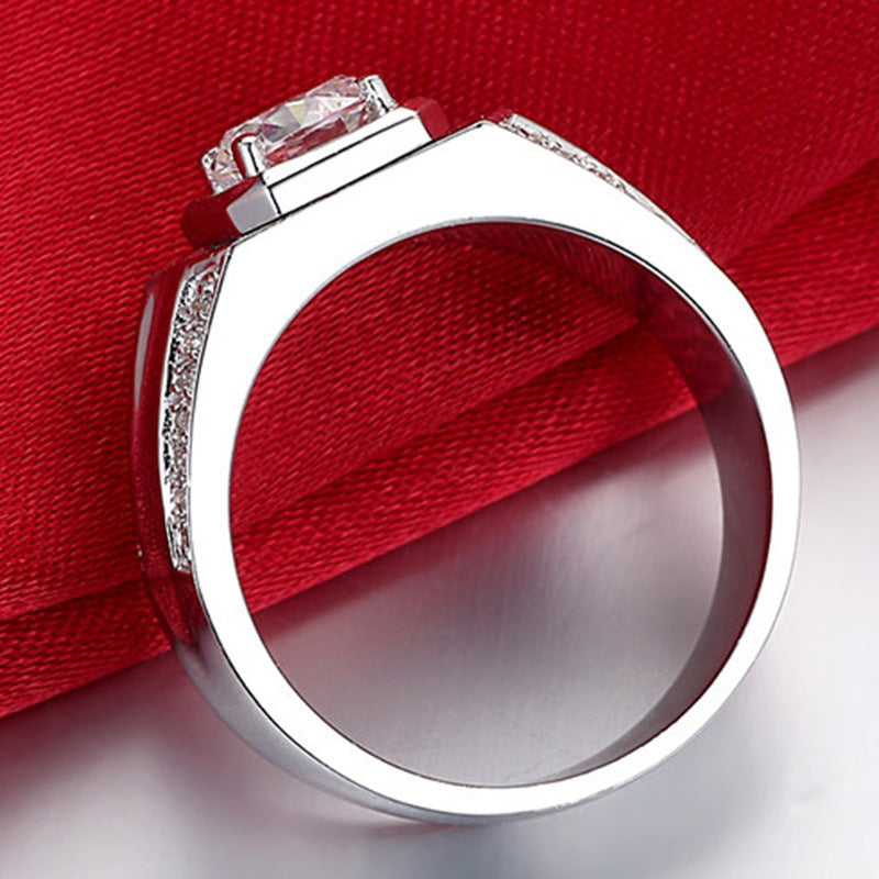 Anillo de pareja Anillo de diamantes Plata de ley chapada en oro