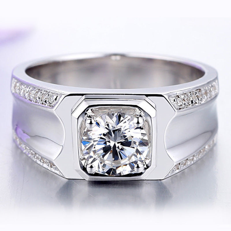 Anillo de pareja Anillo de diamantes Plata de ley chapada en oro