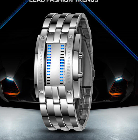 Doppelreihige helle binäre LED-Elektronik-Armbanduhr für Herren und Damen im Retro-Stil für Studenten