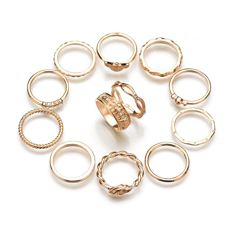 Europäischer und amerikanischer Modeschmuck Ring Set 12-teiliges Ring Set Diamantring Ring Gelenkring Damenring