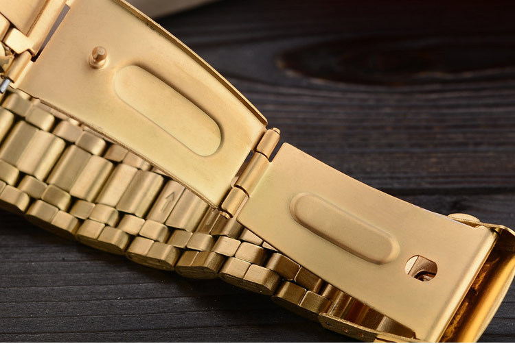 Relojes de vestir de lujo para hombre de oro de acero inoxidable