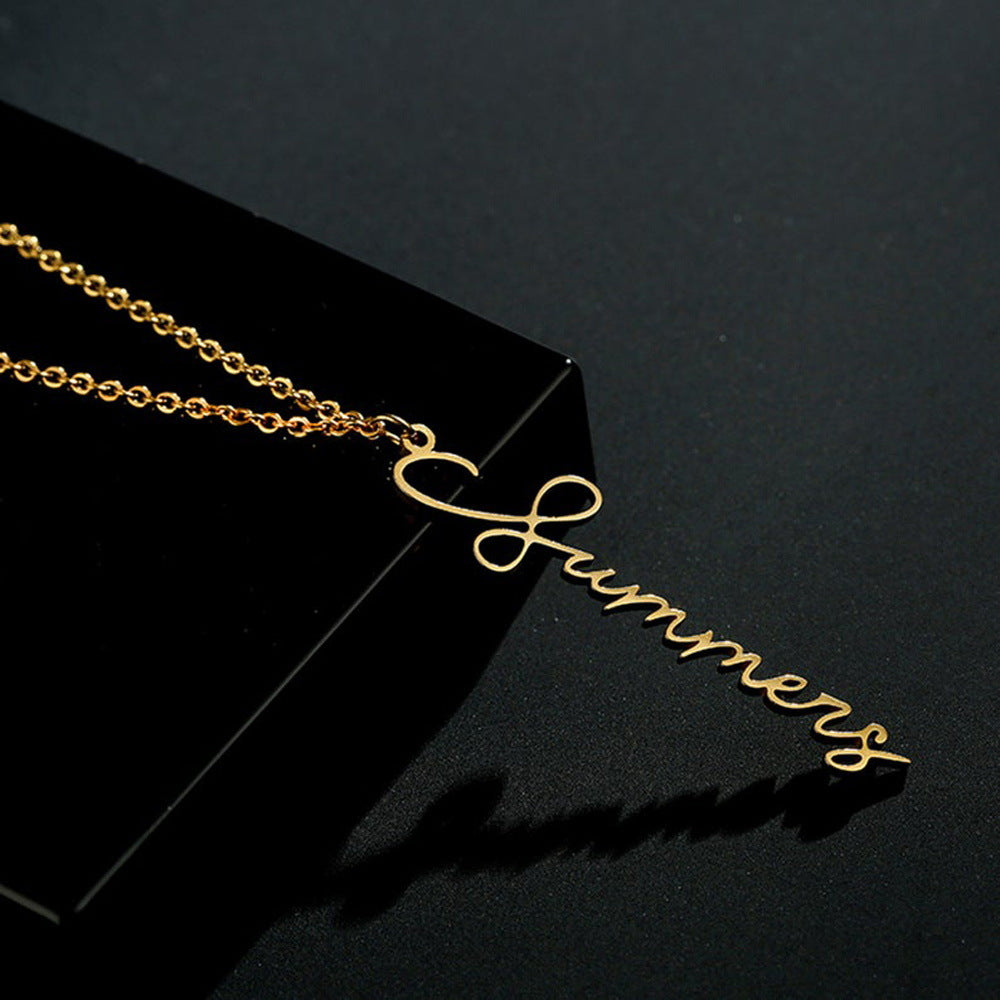 Handmade Vertical Name Signature Letter Necklace