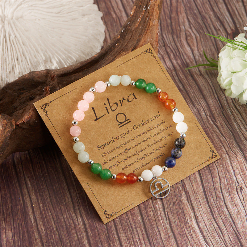 Pulsera de amatista con cuentas y doce constelaciones