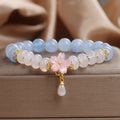 Pulsera de cristal de aguamarina para mujer, fresca y dulce