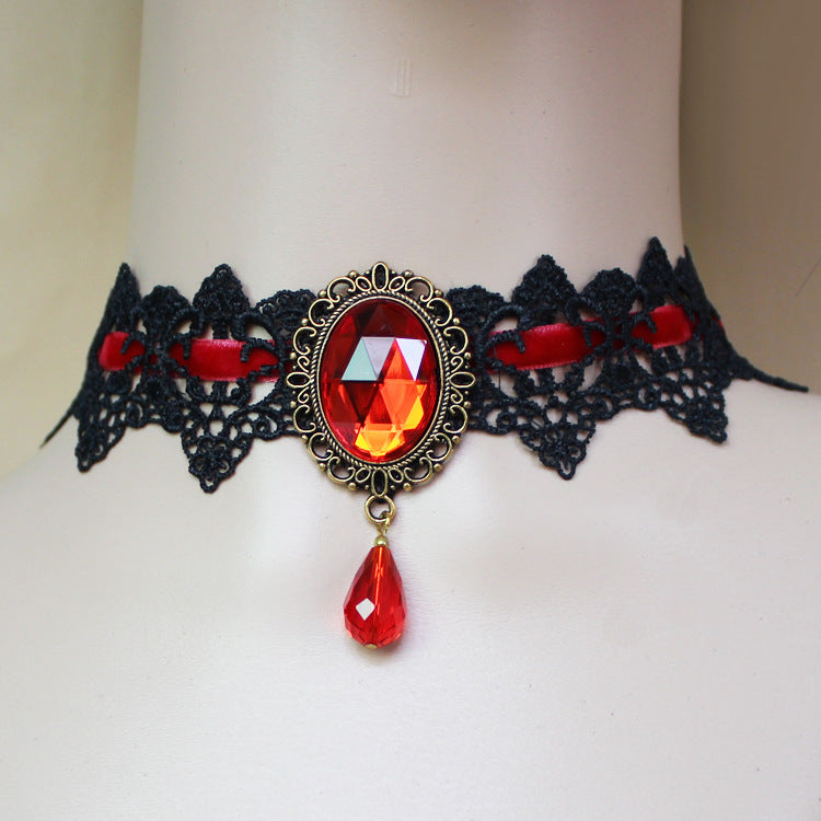 Gothic Schmuck Rote Fledermaus Halloween Halskette Spitze Choker Halskette für Damen Nightmare Before Christmas Schwarze Layered Halskette