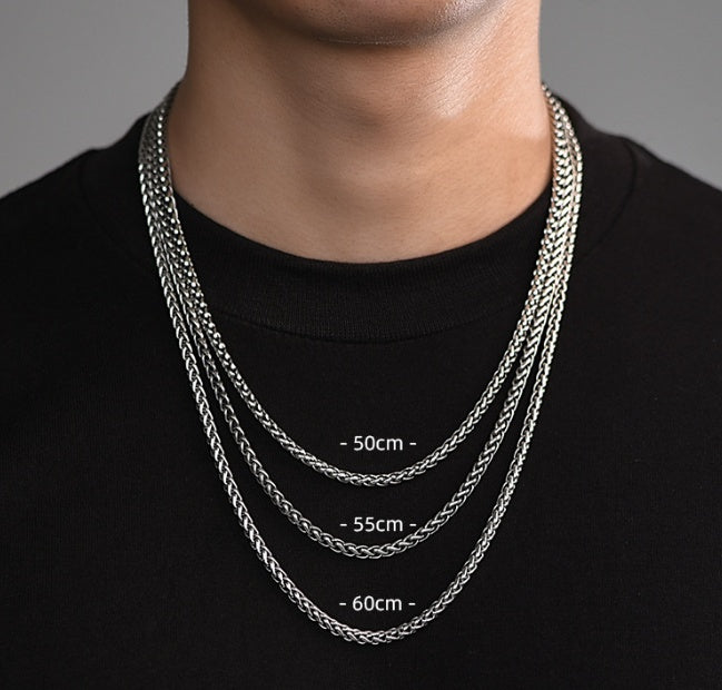 Flache Schlangenkette Knochenkette Herren und Damen Silberkette Europäische Hip Hop Trendige Sommer Accessoires Silberkette