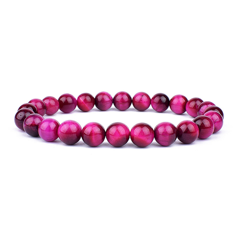 Pulsera elástica de ojo de tigre verde natural con cuentas
