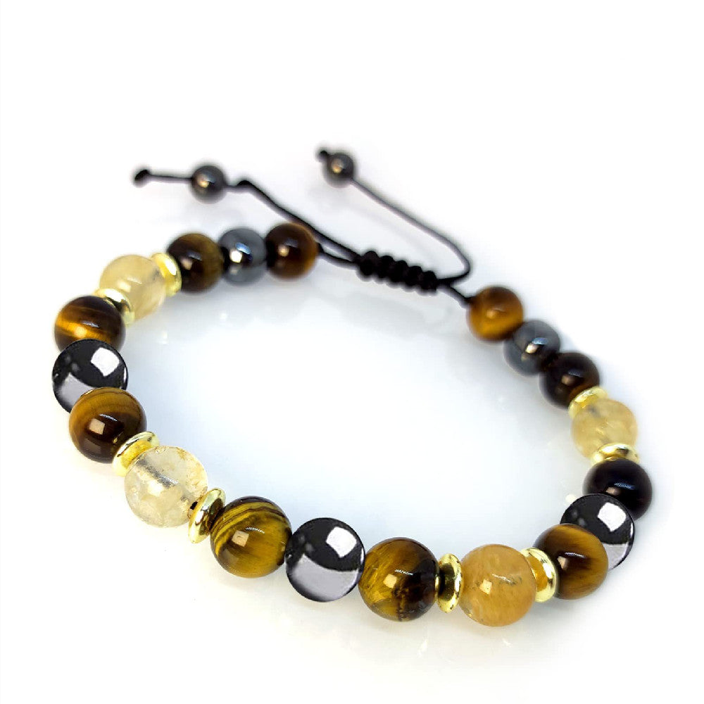 Agate Tiger Eye Lapis Lazuli Beaded Weave Bracelet