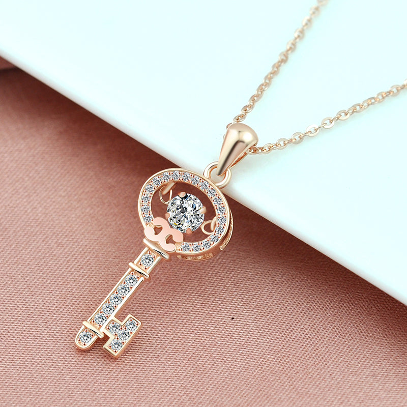 Roségold plattierte Gold Schlüssel Smart-Herzschlag-Halskette