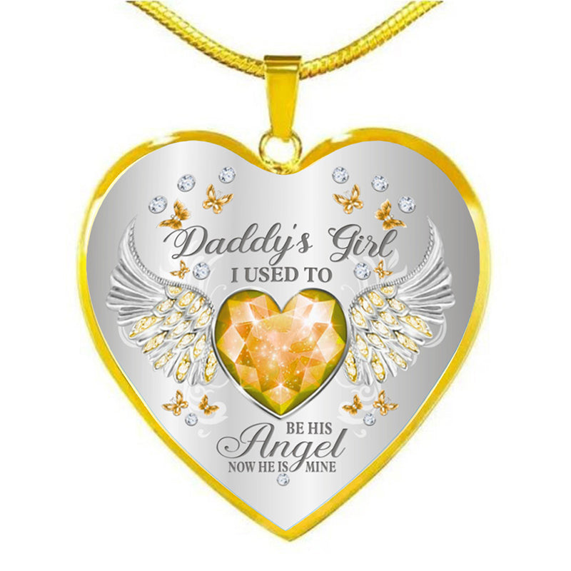Collar de epoxy con colgante de corazón y alas de ángel con piedra de nacimiento de 12 colores