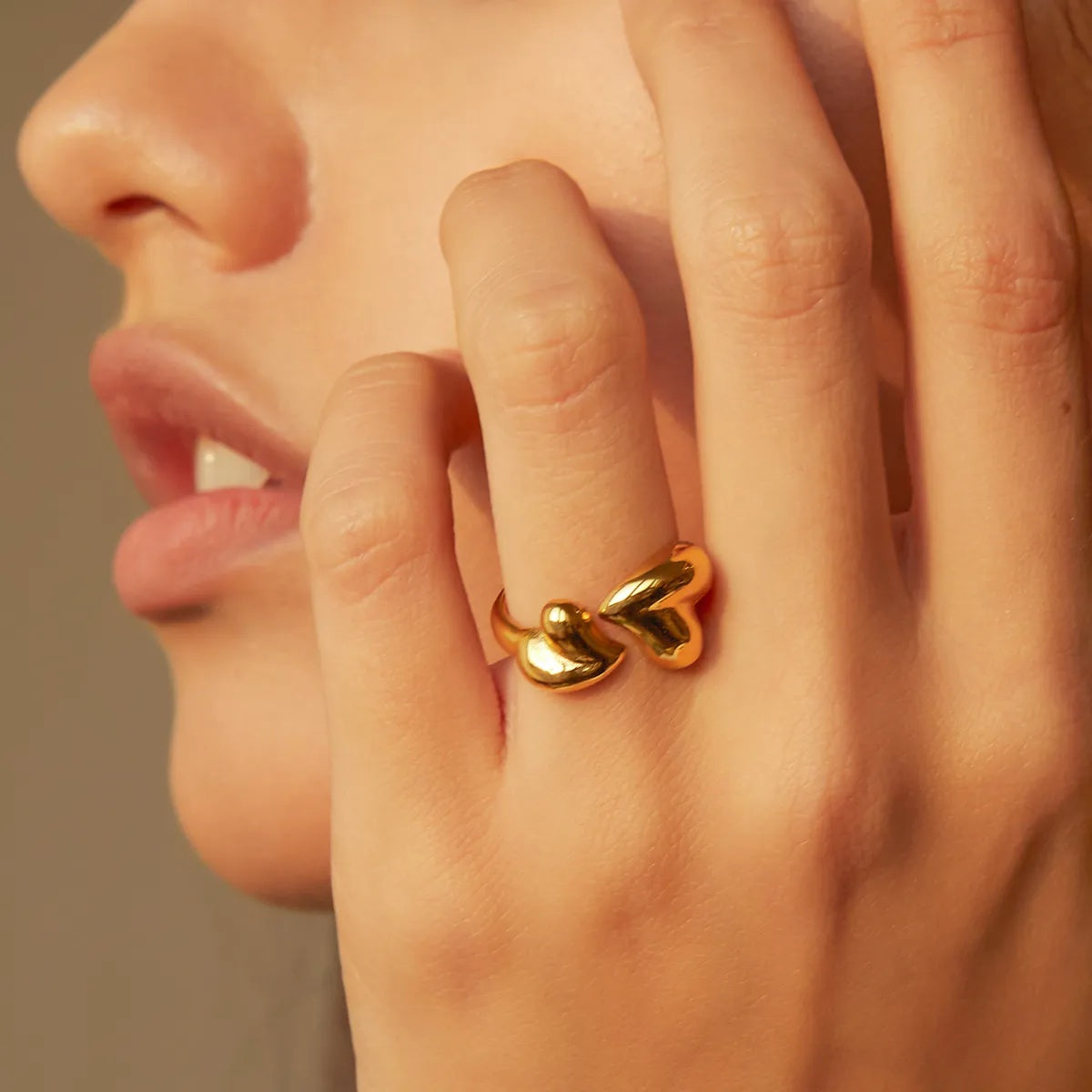 Anillos Abiertos de Acero Inoxidable con Forma de Corazón Asimétrico, Regalos de Joyería Romántica para el Día de San Valentín para Mujeres, Joyería de Moda
