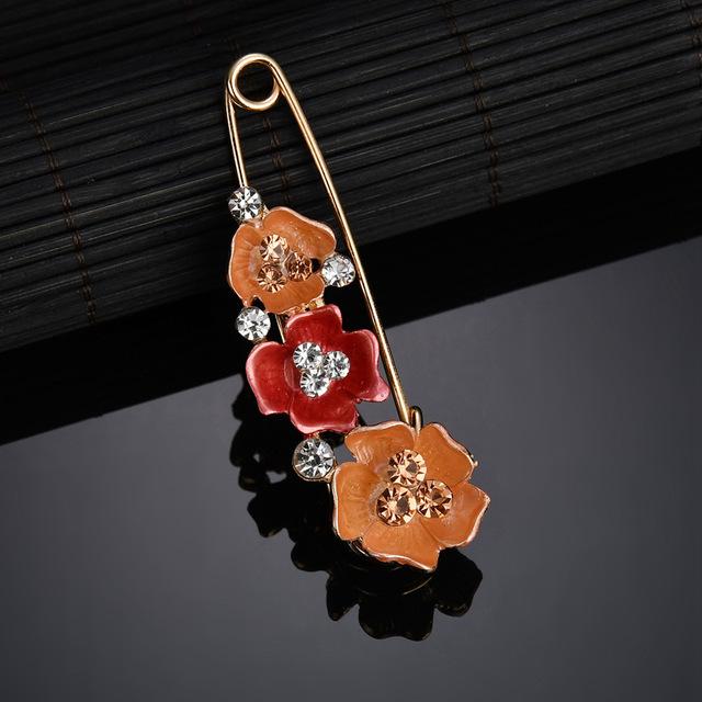 Vintage Elegant Colorful Rhinestone Flower Brooch