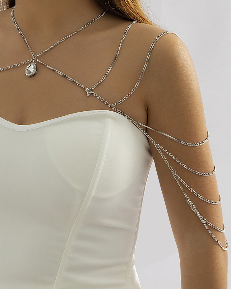 Collar de aleación con gotas sencillas de joyería y diamantes
