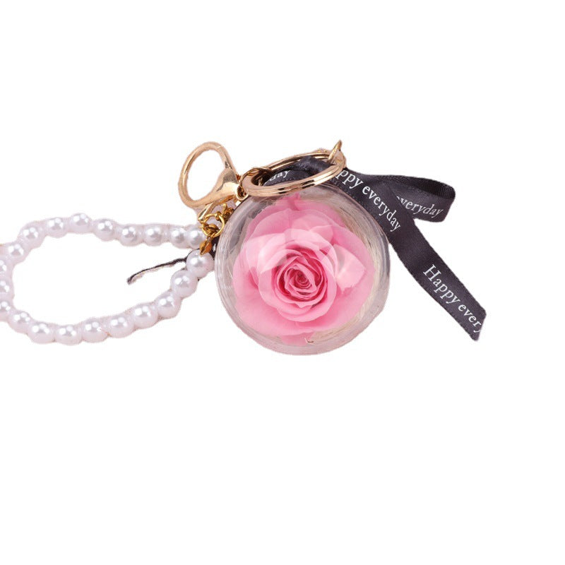 Rose Perianth Pearl Car Hanging Keychain