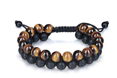 Tigerauge- & Lavastein-Armband