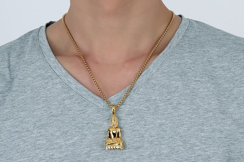 Collar con colgante de Buda de acero inoxidable