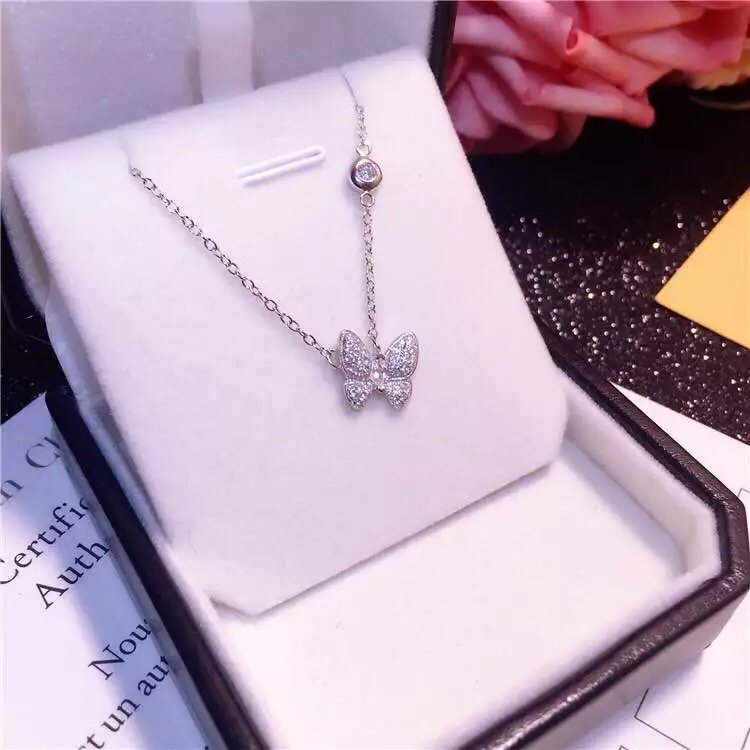 925 Sterling Silber Schmetterling lange Halsketten
