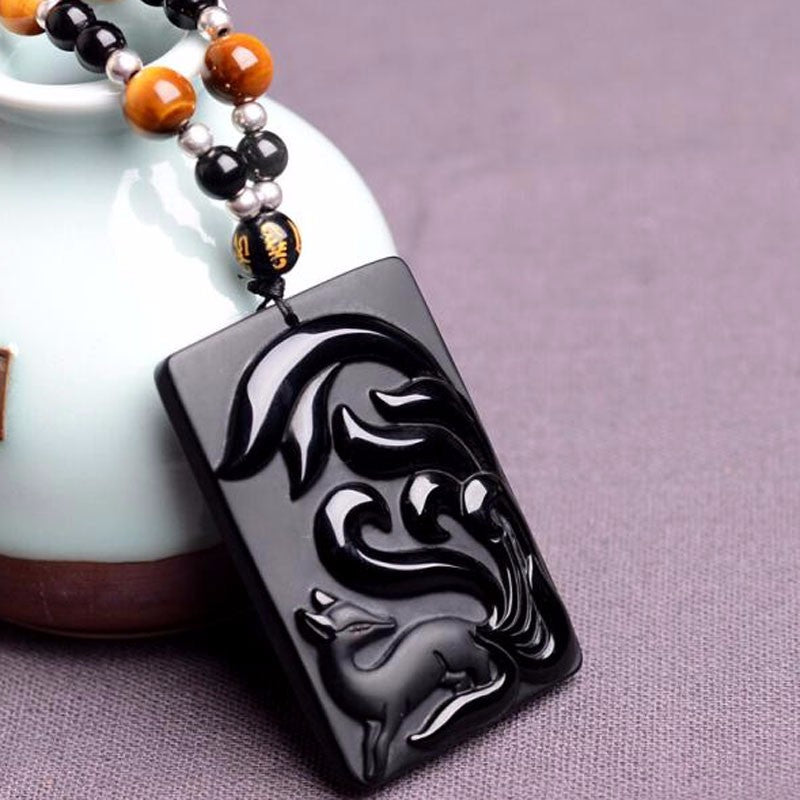 Anhänger aus natürlichem Obsidianfuchs