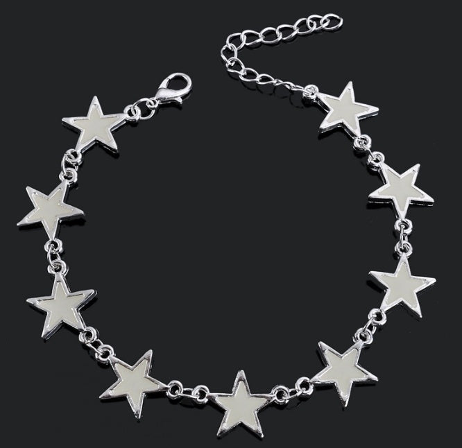 Pulseras luminosas con estrellas y flores de durazno que brillan en la oscuridad