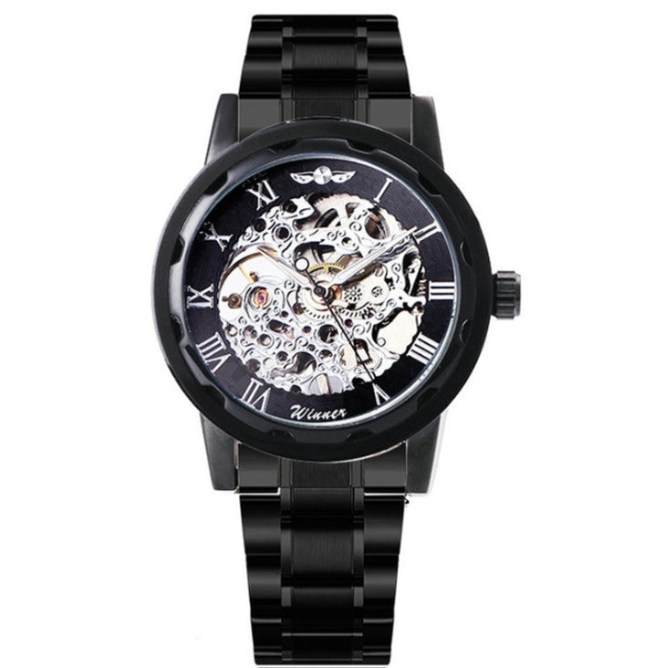 Die Gewinner-Herrenmode Business Casual Space Gravur Goldarmband Handaufzug-Mechanikuhr