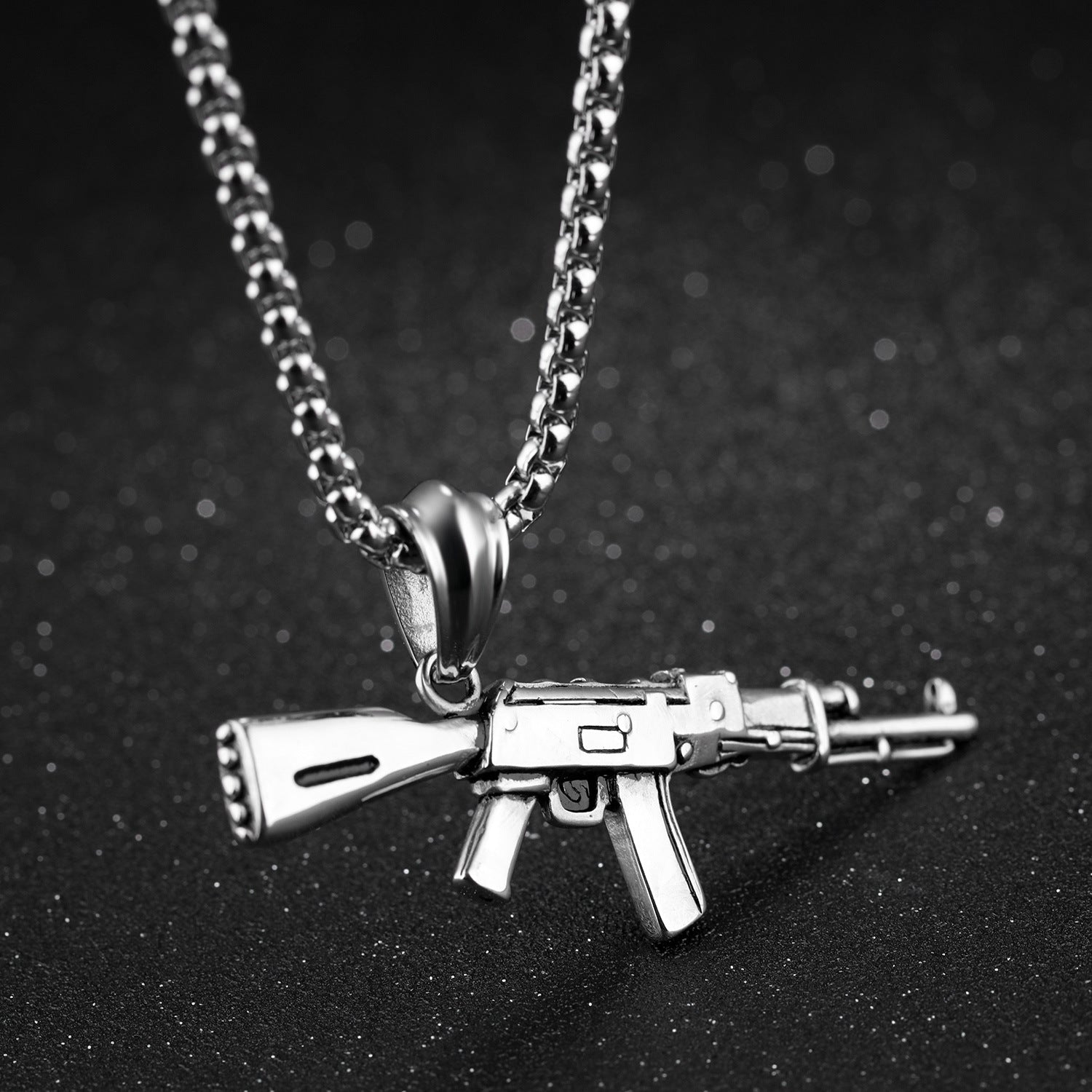 Herren AK47 Titanstahl Street Hip-Hop Dominante Edelstahl-Gewehrkette