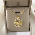 Collar de Árbol de la Suerte con Circón Micro Incrustado en Cobre