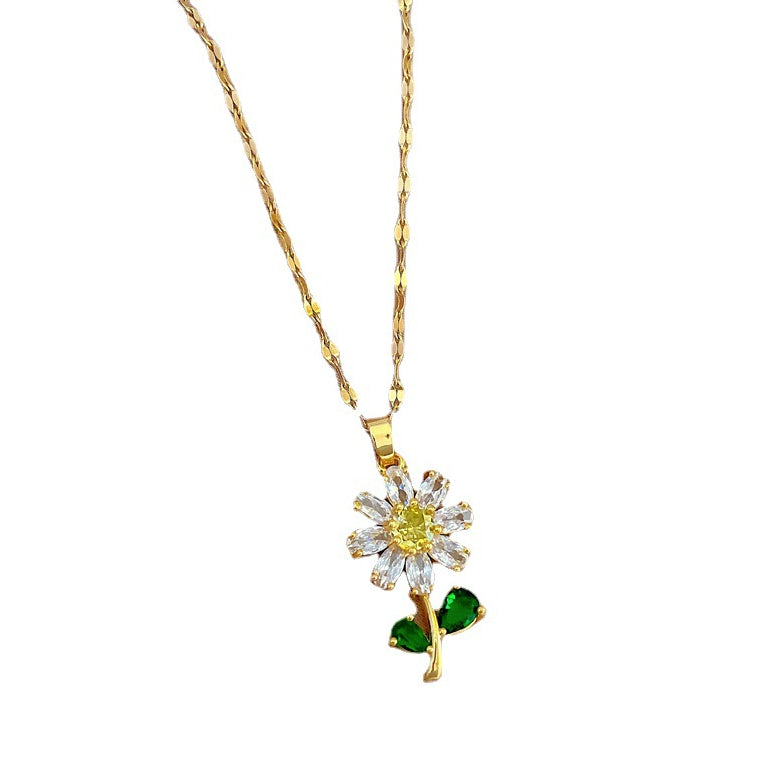 Damen-Halskette mit Zirkonia-Blumenanhänger