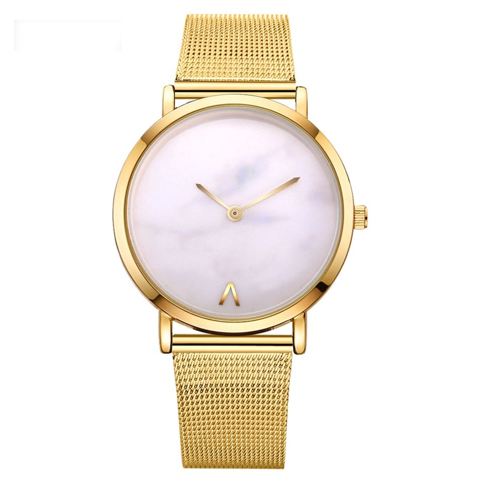 Vansvar Fashion-Marke Silber- und Gold-Meshband kreative Marmor-Armbanduhr lässige Damen Quarzuhren Geschenk Relogio Feminino