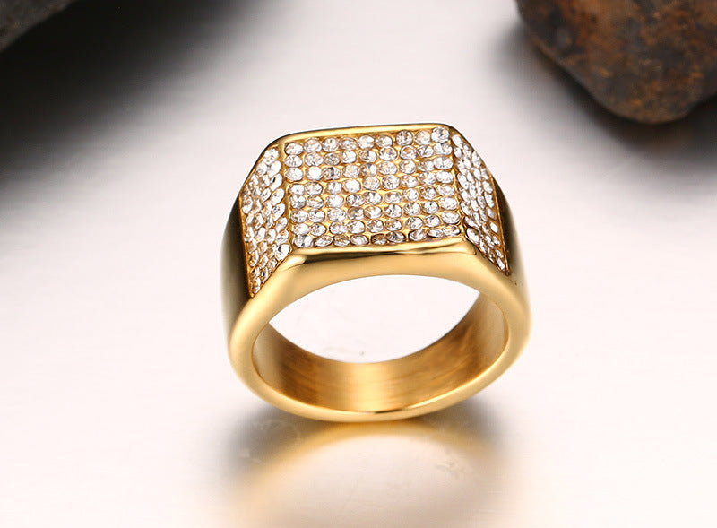 Anillo de hombre de acero de titanio con diamante
