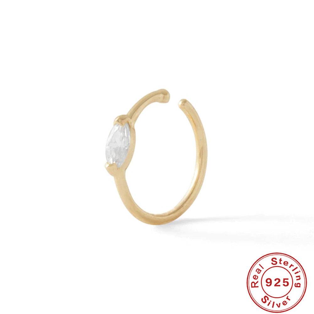 Anillo de Nariz de Plata Esterlina con Diamantes para Piercings Corporales
