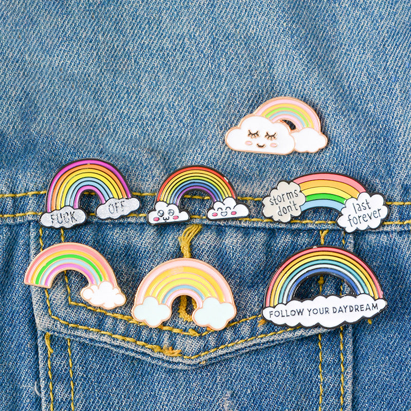 Broche de insignia de nube arcoíris creativa