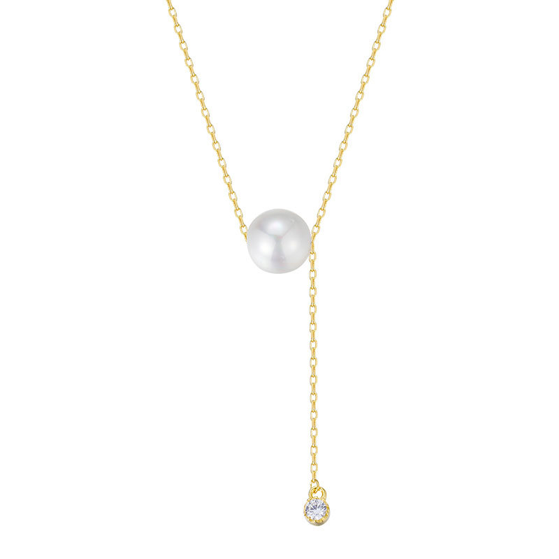 S925 Sterling-Silber Perlen-Quasten-Halskette für Damen