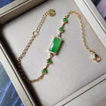Pulsera de calcedonia, brazalete para mujer, tubo de jade verde Yang, a juego