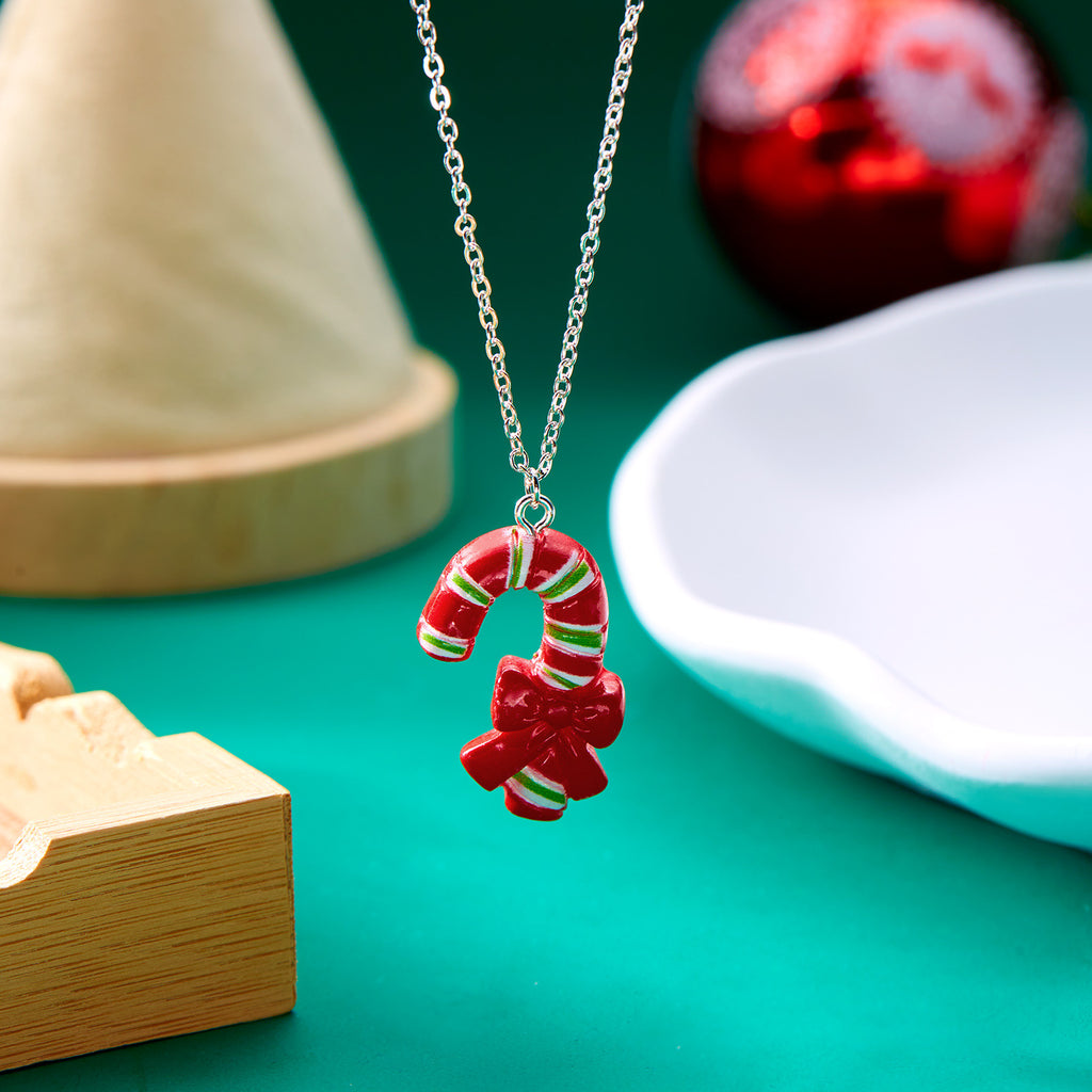 Niedliche Cartoon-Harz-Halskette Weihnachten Schneemann Weihnachtsmann-Anhänger Schlüsselbeinkette Für Damen Schmuck