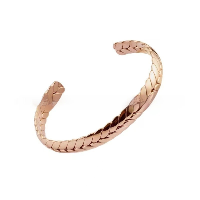 Pulsera en C con cuentas de bambú y trigo