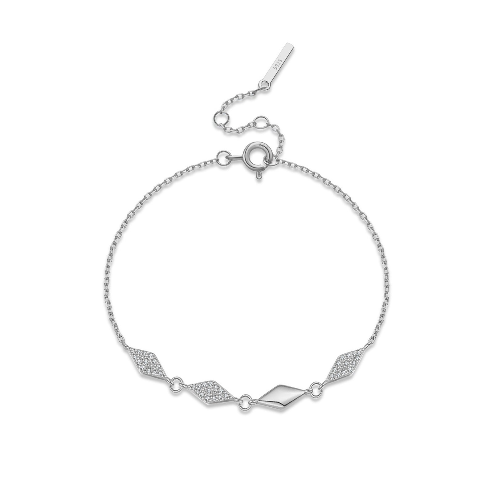 Rhombus S925 Silver Simple Sweet Cool Bracelet